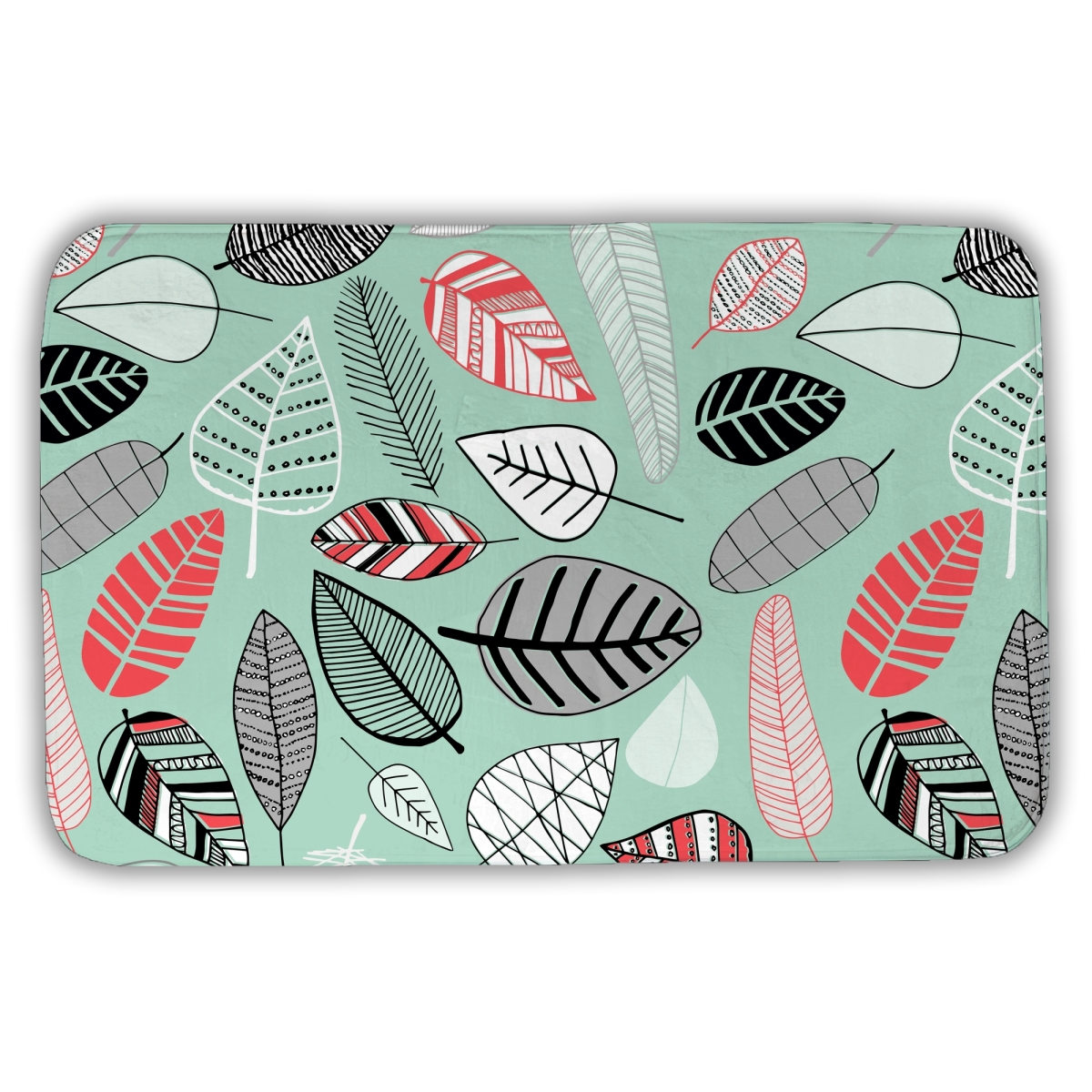 C1BM2134R4TI8K 21 x 34 in. Turquoise Leaf Patterns Bath Mat - Home Decor Leaves Design