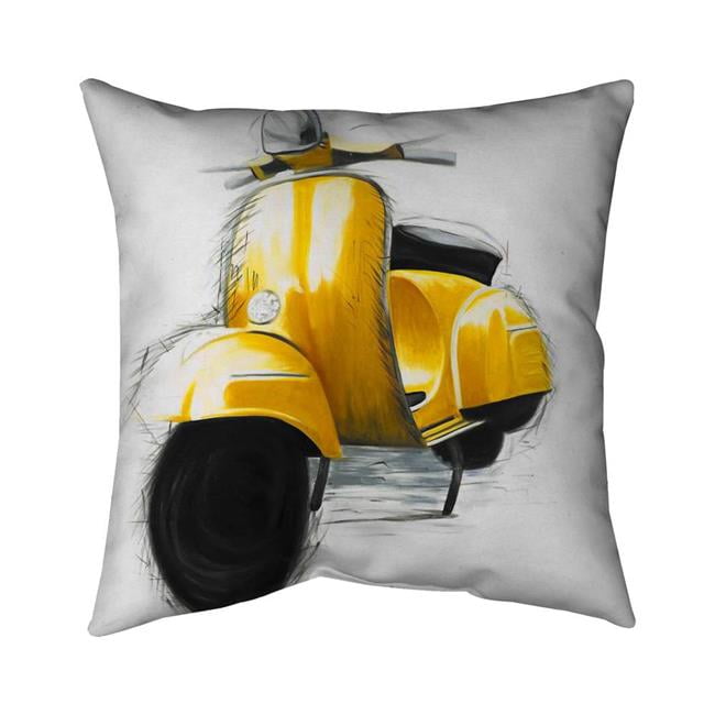 26 x 26 in. Yellow Italian Scooter-Double Sided Print Indoor Pillow