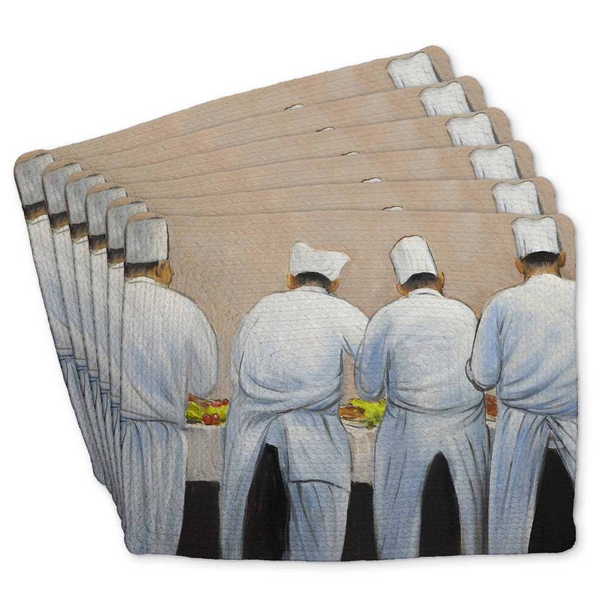 Picture of Begin Home Decor C6BP141831D3X4 14 x 18 in. Cooks Chefs Working Together Braided Polyester Placemat - Home Decor - Set of 6