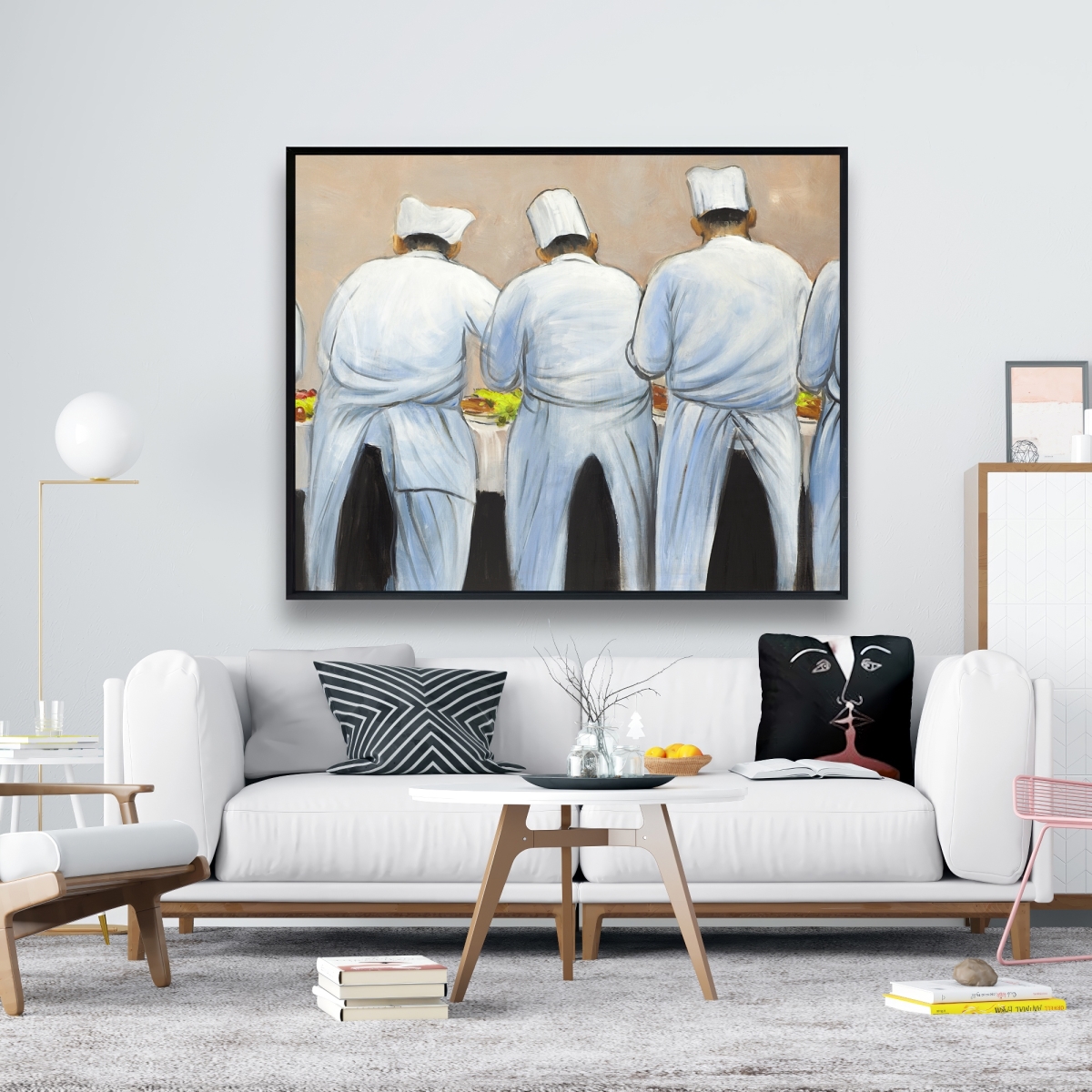 C1FC4860S9M3AJ 48 x 60 in. Cooks Chefs Working Together - Contemporary Hobbies Canvas Decor