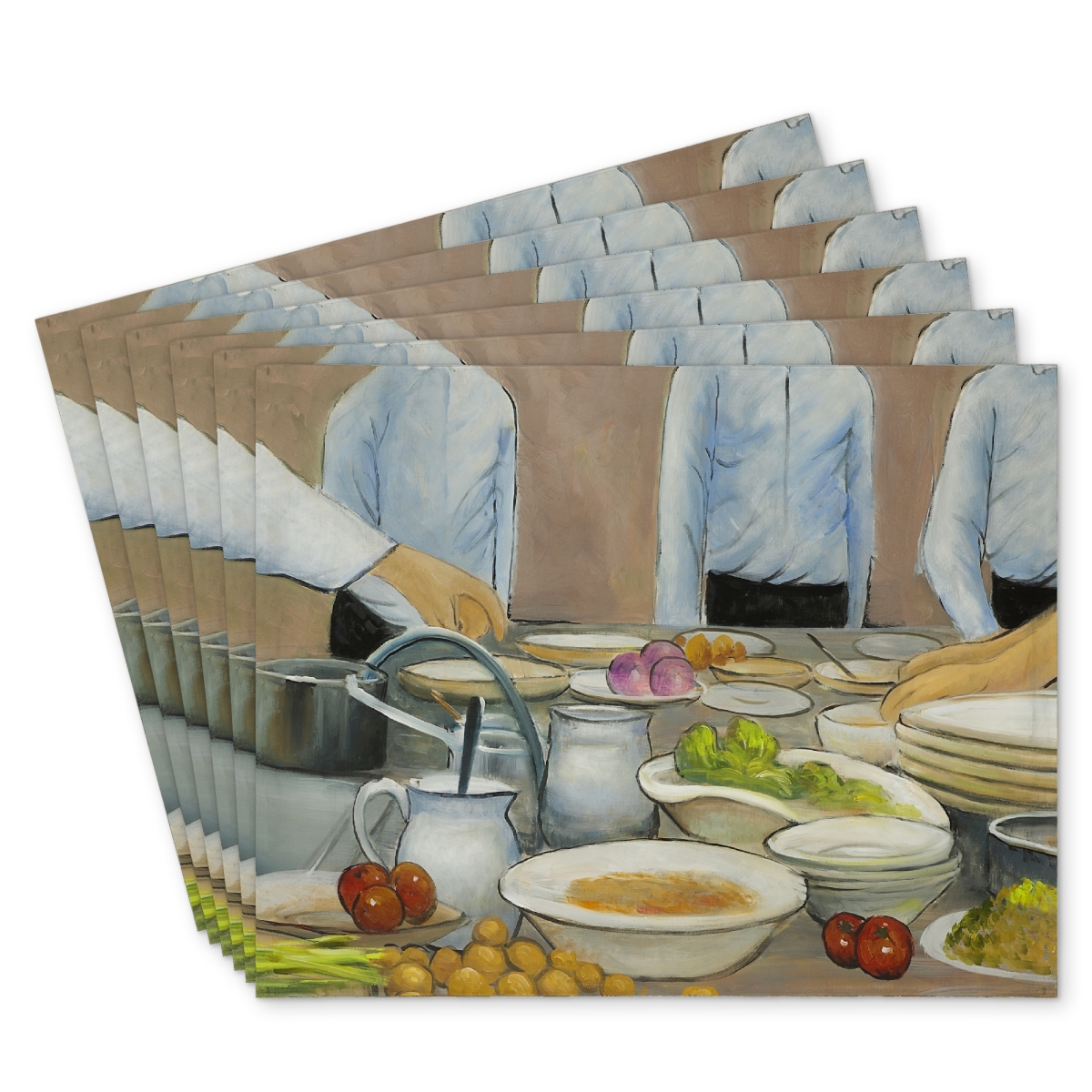 Picture of Begin Home Decor C6PP1418UY4EEG 14 x 18 in. Cook Chefs At Work Polyester Placemat - Home Decor Essential - Set of 6