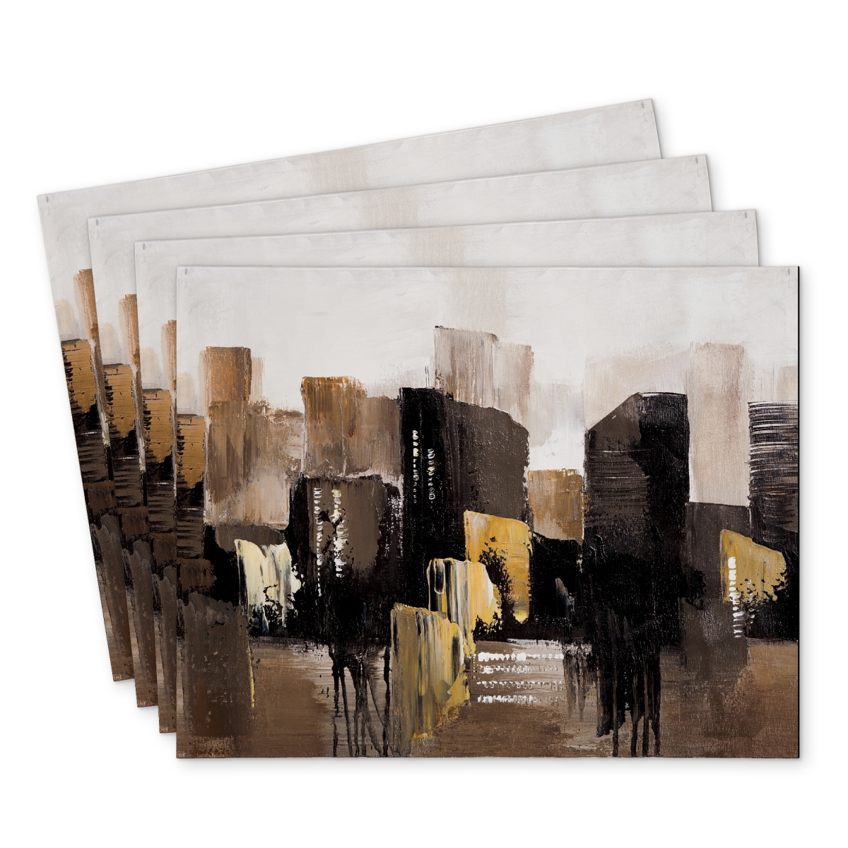 Picture of Begin Home Decor C4PP14182R6DFW 14 x 18 in. Earthy Tones Abstract Cityscape Polyester Placemat - Home Decor - Set of 4