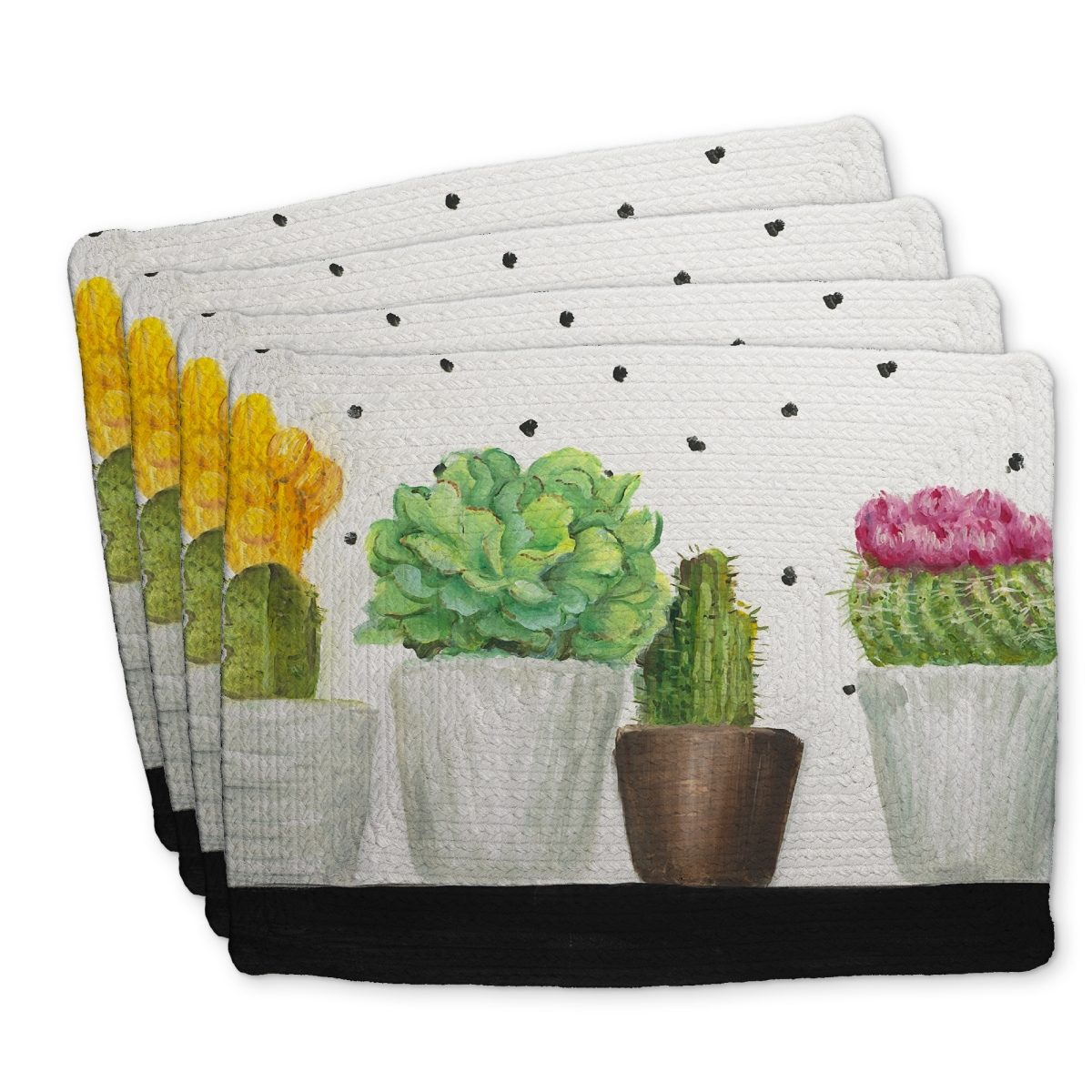 Picture of Begin Home Decor C4BP1418Z3QJMC 14 x 18 in. Mini Cactus & Succulents Placemat - Braided Polyester Decor - Set of 4