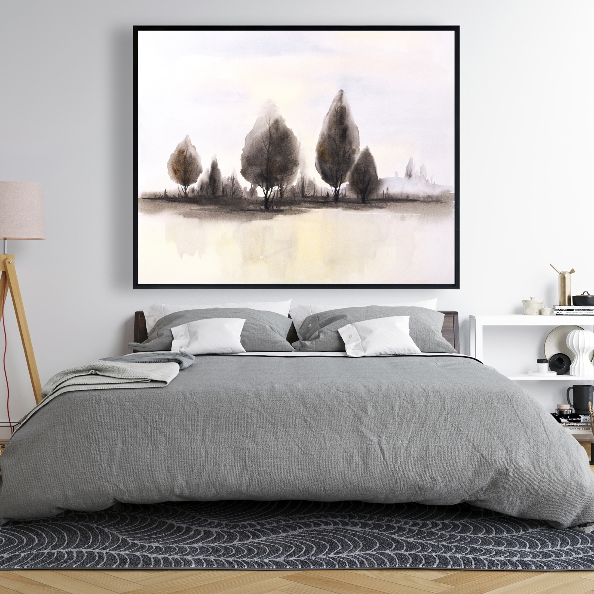 C1FC48604DWBPY 48 x 60 in. Landscape of Trees - Blue Framed Canvas for Home Decor