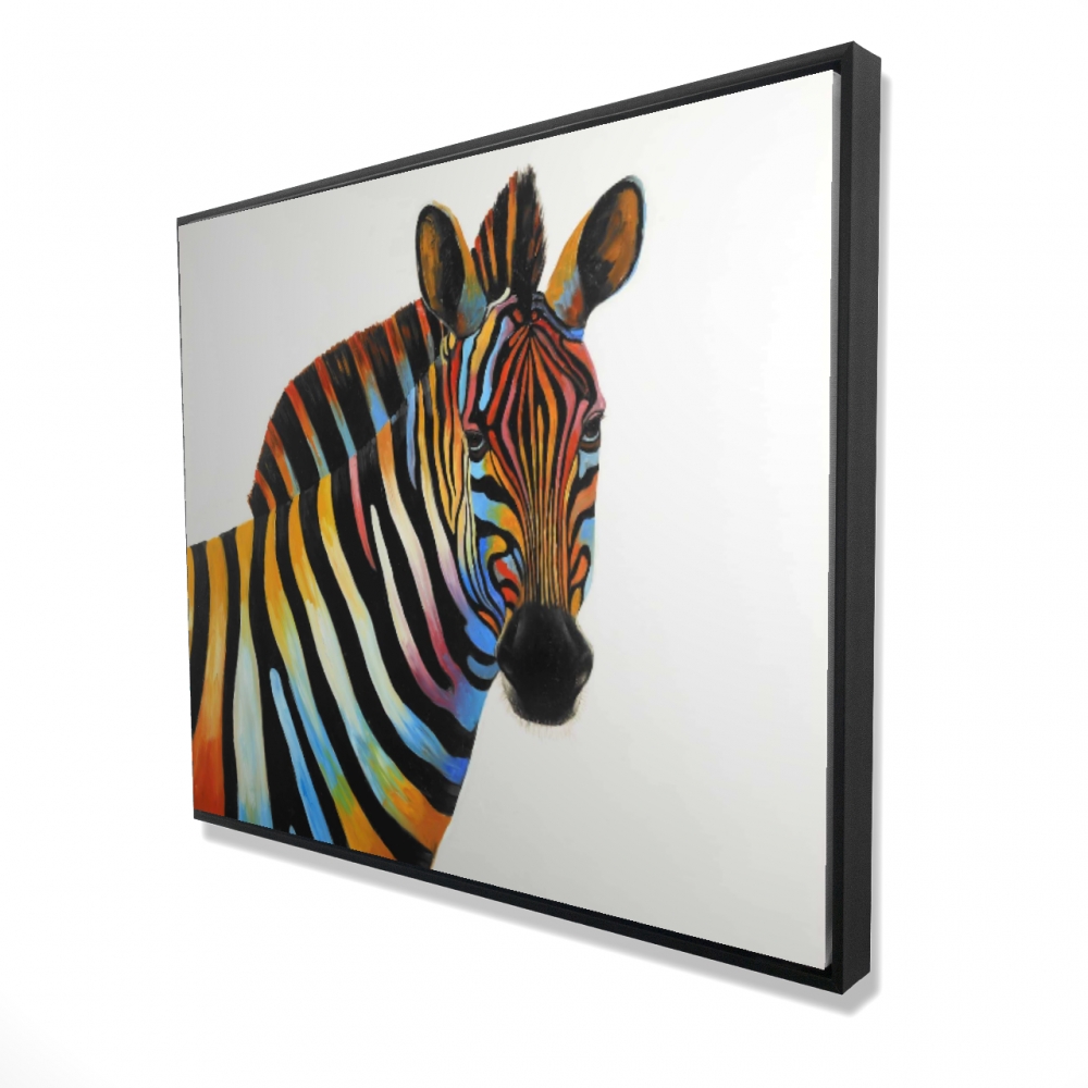 2081-4860-AN261 48 x 60 in. Colorful Zebra Profile View - Framed Canvas Home Decor