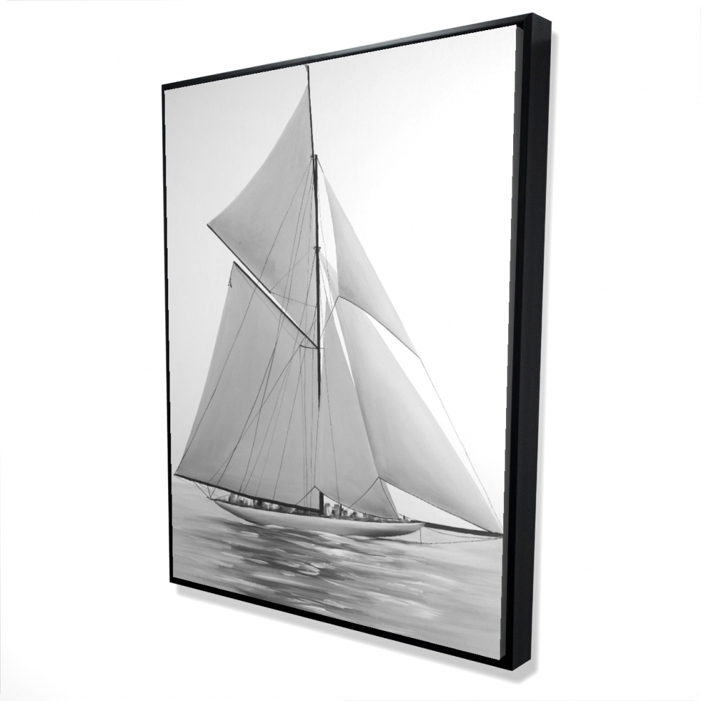 2081-4836-CO73 36 x 48 in. Sailing Ship Coastal White Framed Canvas - Home Decor Art
