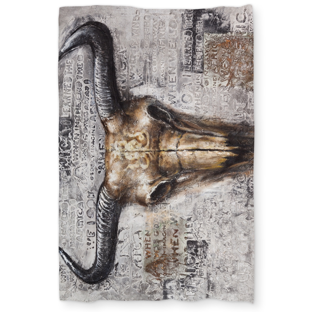 C1DCTXLWW65ZEH Twin Extra Long Bull Skull with Typography - Rustic Gray Duvet Cover - Home Decor