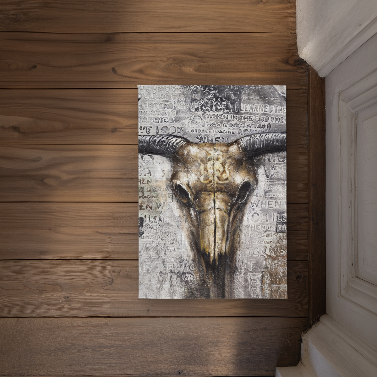 CODM1724VJ69RD 17 x 24 in. Bull Skull with Typography - Rustic Black Door Mat for Decor