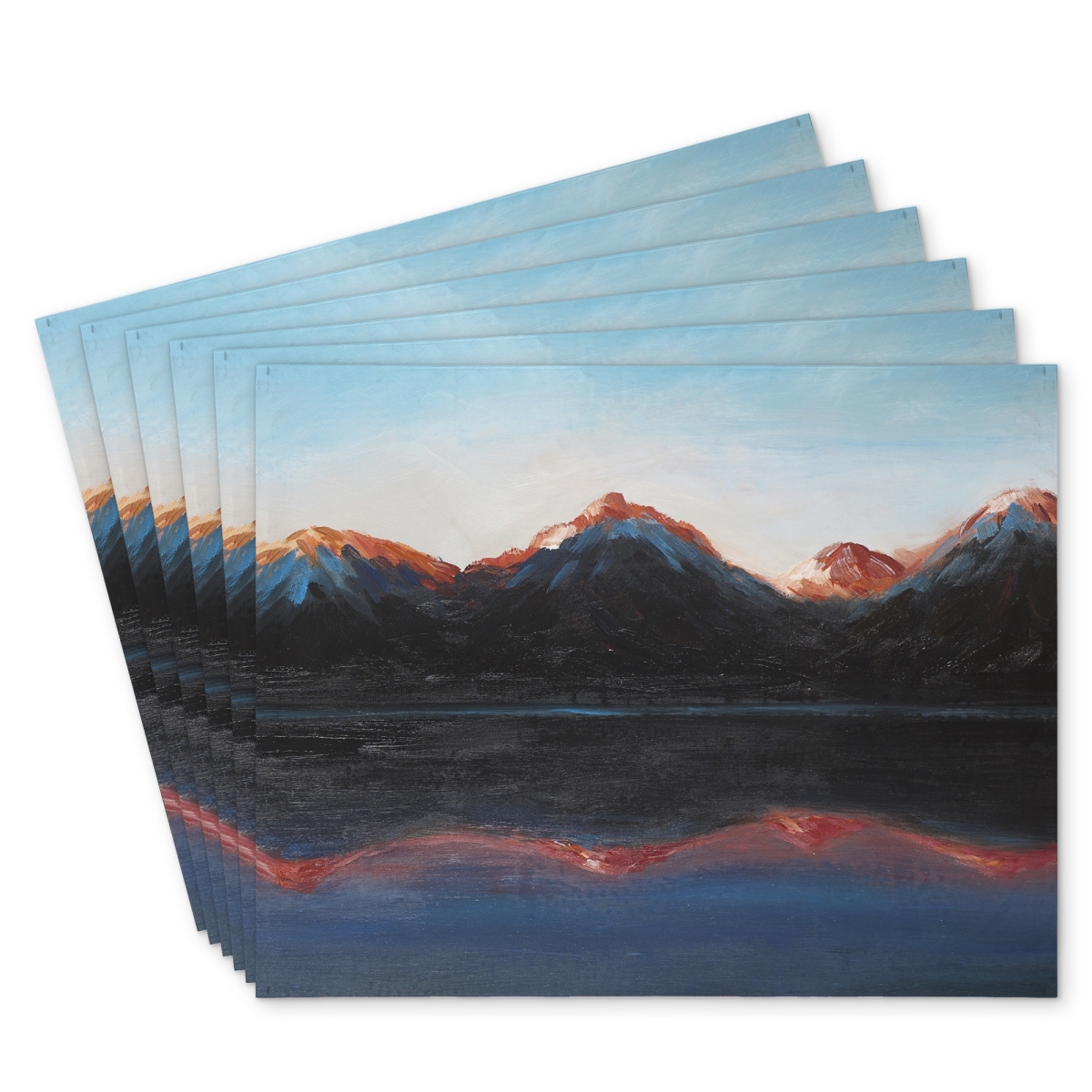 Picture of Begin Home Decor C6PP14185UEUE8 14 x 18 in. Mountains Landscape Polyester Placemat - Home Decor Accent - Set of 6