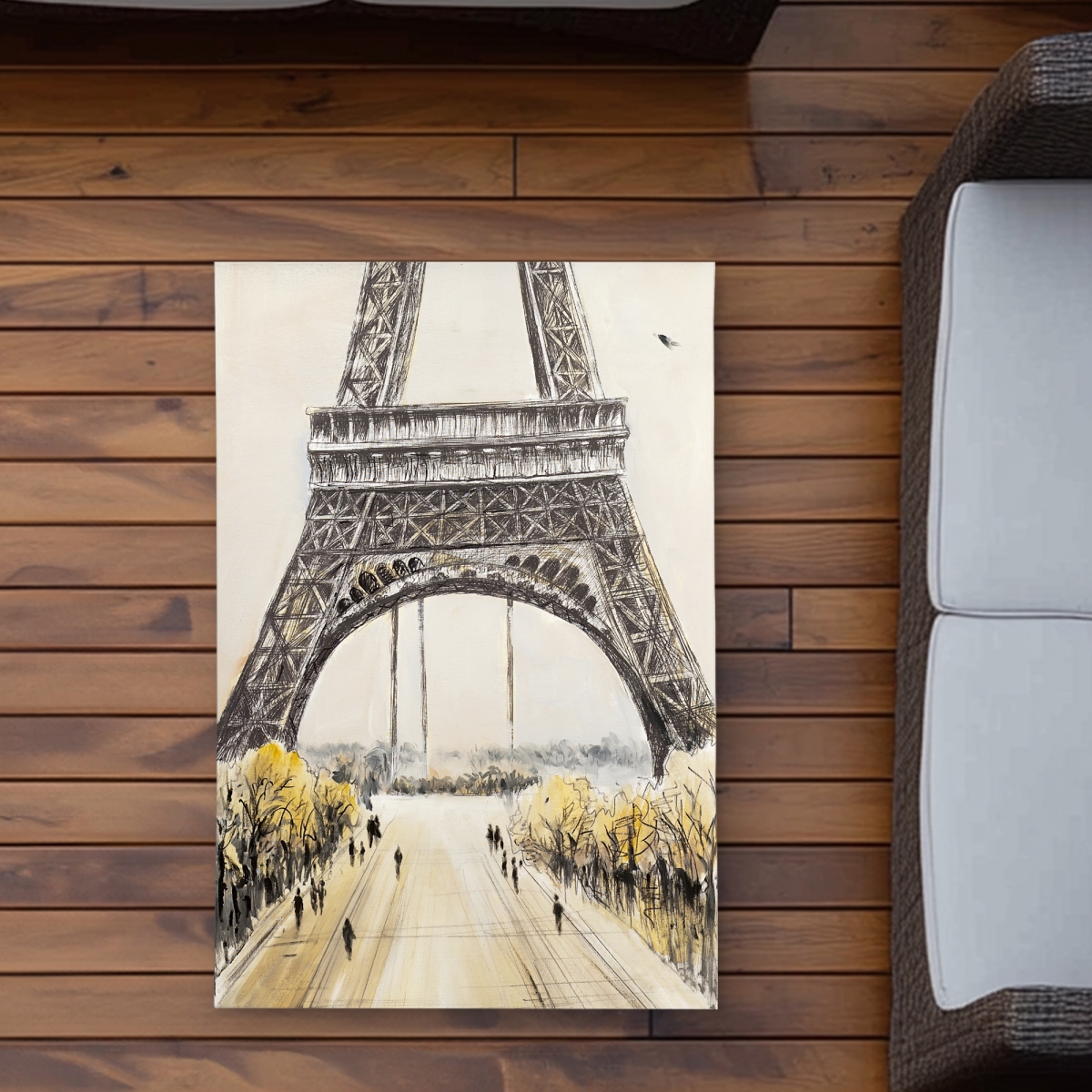 C1ROAR231VSQOB 2 x 3 ft. Eiffel Tower with Flying Birds Outdoor Area Rug - Home Decor - Rectangle