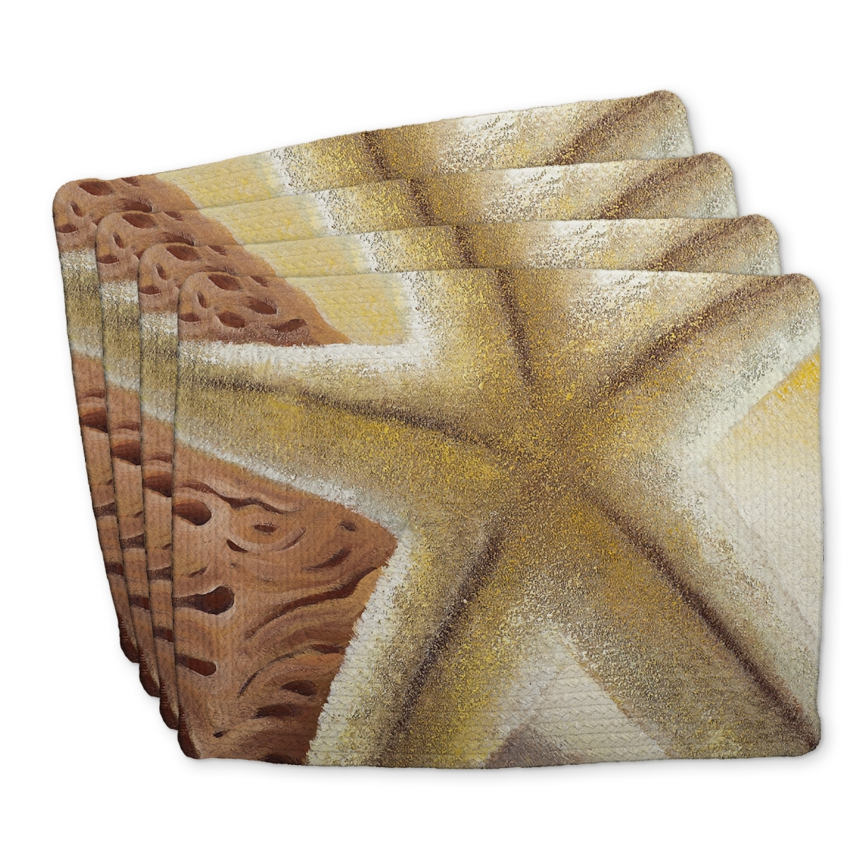 Picture of Begin Home Decor C4BP1418U9CNV7 14 x 18 in. Starfish & Seashells Braided Polyester Placemat - Home Decor - Set of 4