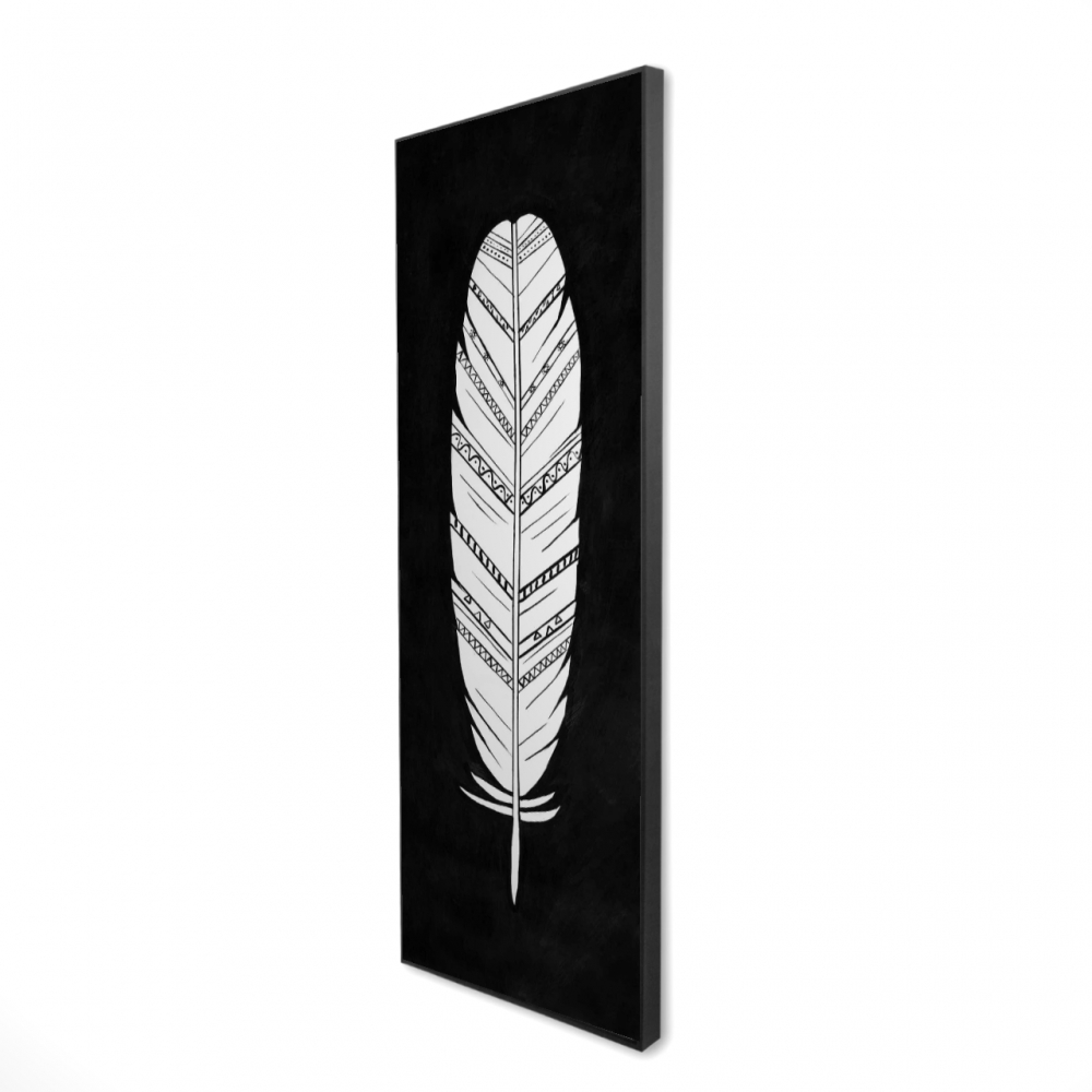 2081-6020-AN150 20 x 60 in. Feather with Patterns - White Framed Canvas for Home Decor