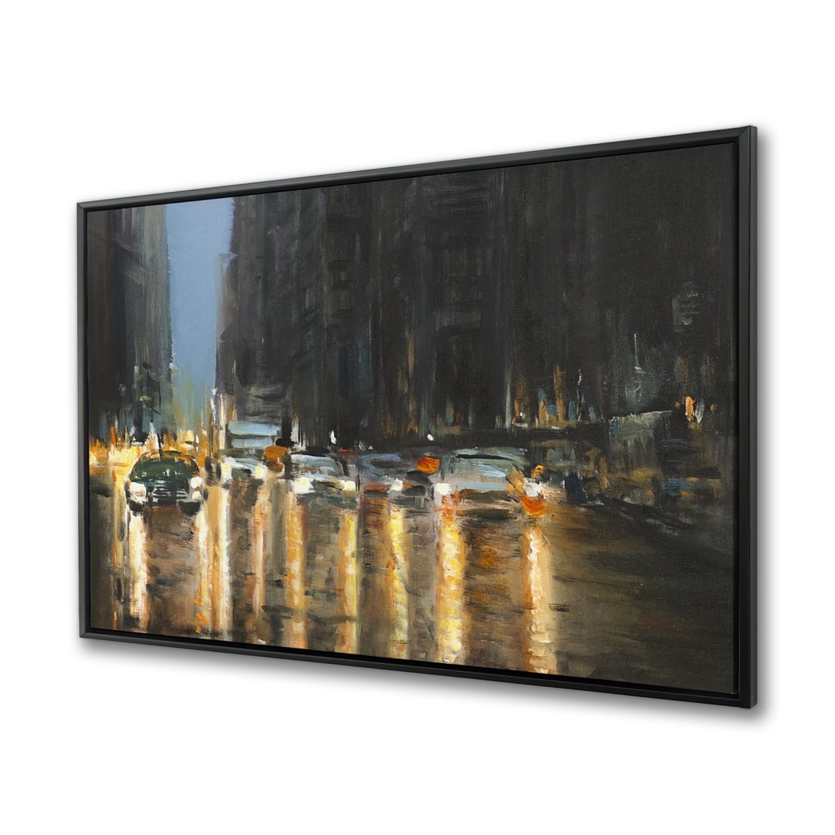 C1FC3648UNIZOU 36 x 48 in. Evening in the Streets of   York City - Framed Canvas Art