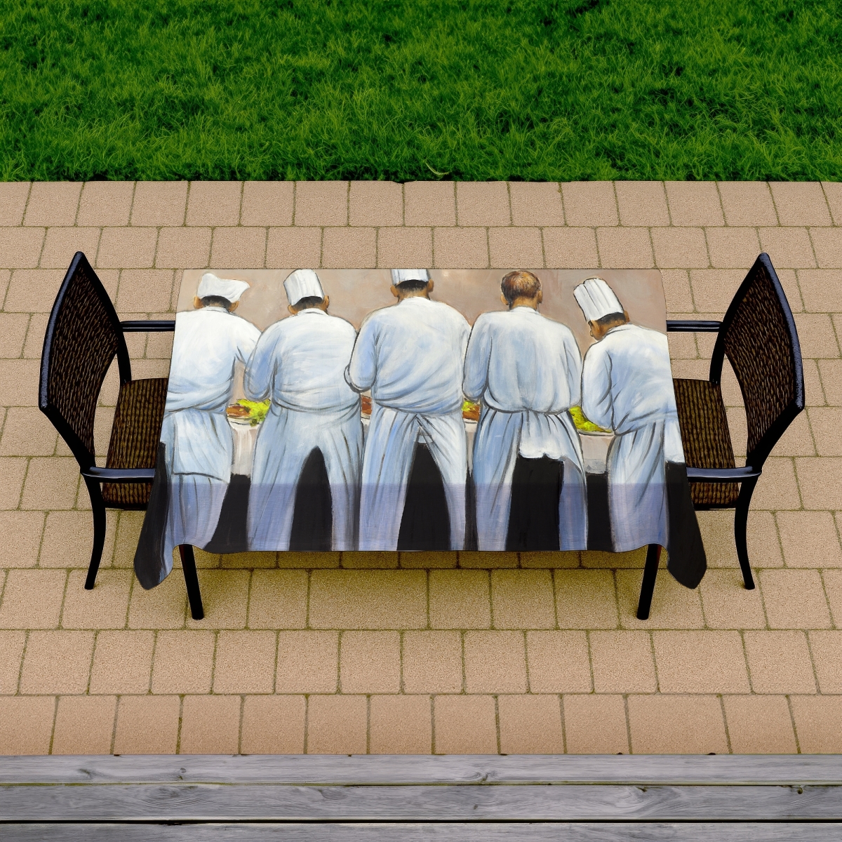 Picture of Begin Home Decor C1TCLRGEPO8YVH 58 x 102 in. Kitchen Tablecloth - Cooks & Chefs Design - Indoor & Outdoor Decor