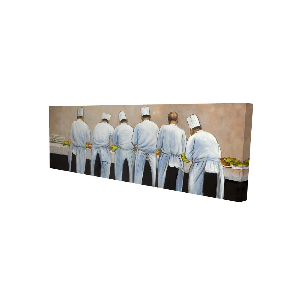 2080-1648-GA49 16 x 48 in. Gray Kitchen Canvas - Cooks Chefs Working Together Decor