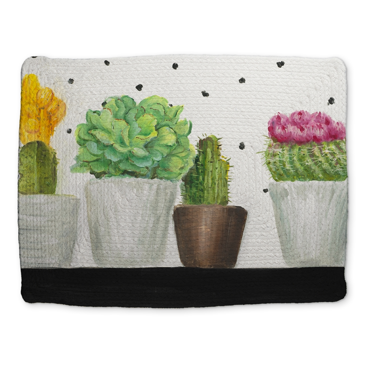 Picture of Begin Home Decor CBPM1418SL00HD 14 x 18 in. White Floral Botanical Braided Placemat - Mini Cactus Decor