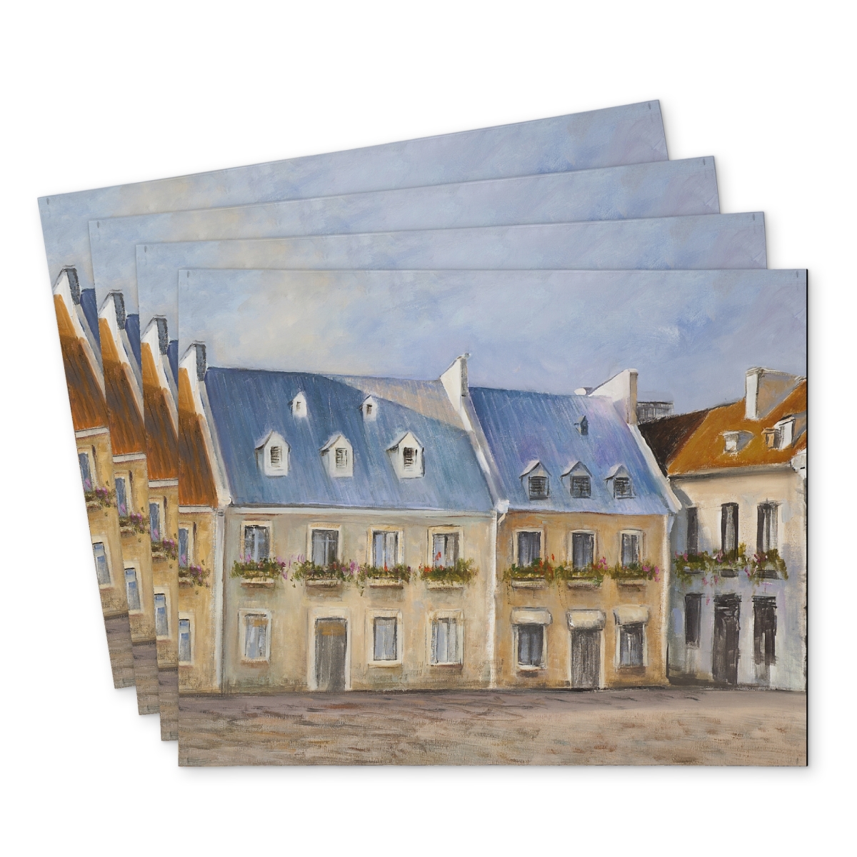 Picture of Begin Home Decor C4PP1418Q99AMX 14 x 18 in. Old Quebec City Polyester Placemat for Home Decor - Stylish Design - Set of 4