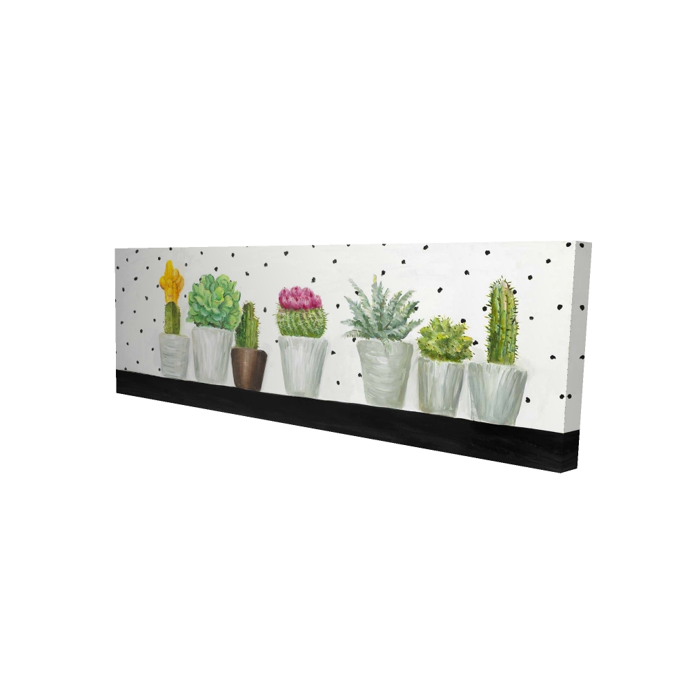 2080-1648-FL114 16 x 48 in. Mini Cactus & Succulents Canvas - White Botanical Decor