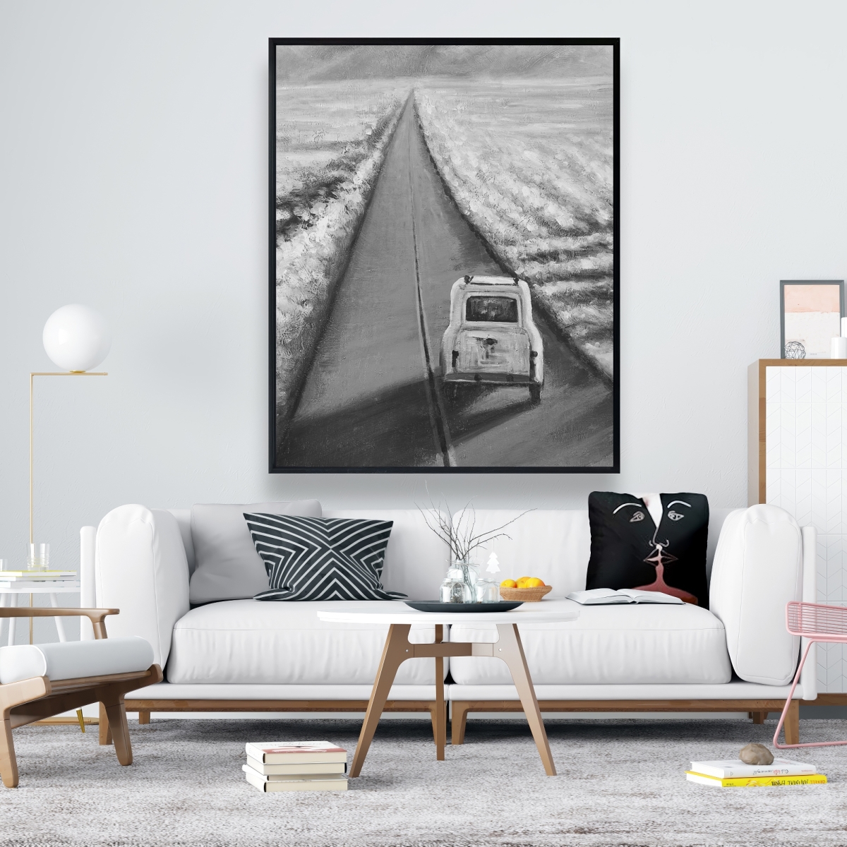 C1FC4860YE61J5 48 x 60 in. Car on the Road - Man Cave Transportation Canvas Art Decor