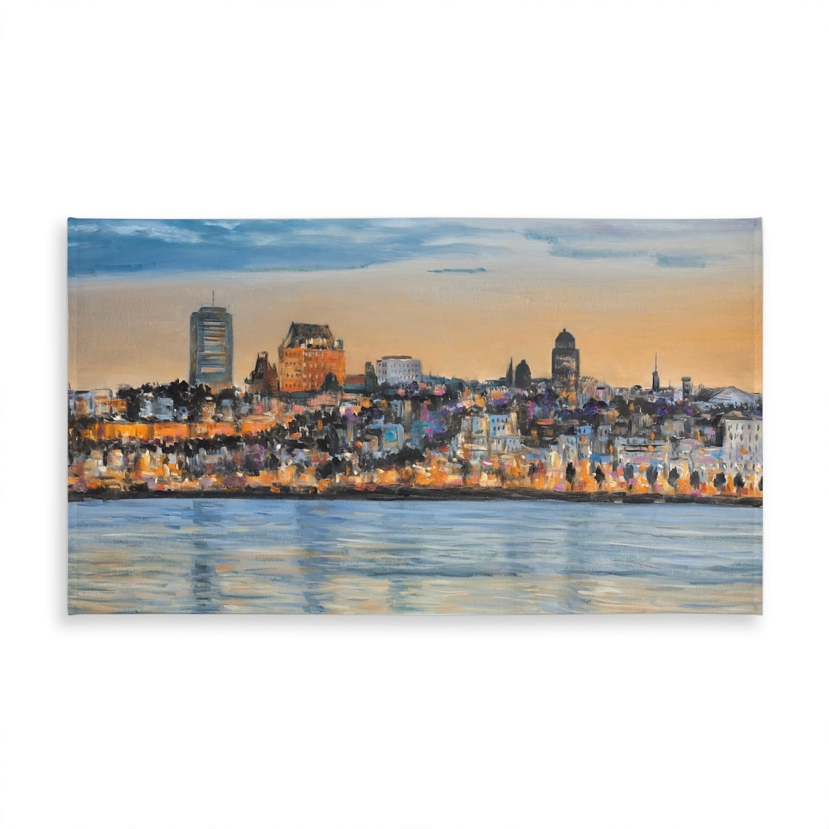 Picture of Begin Home Decor C1TCLRGEU2XADQ 58 x 102 in. Cities Contemporary Blue Tablecloth - Skyline of Quebec City