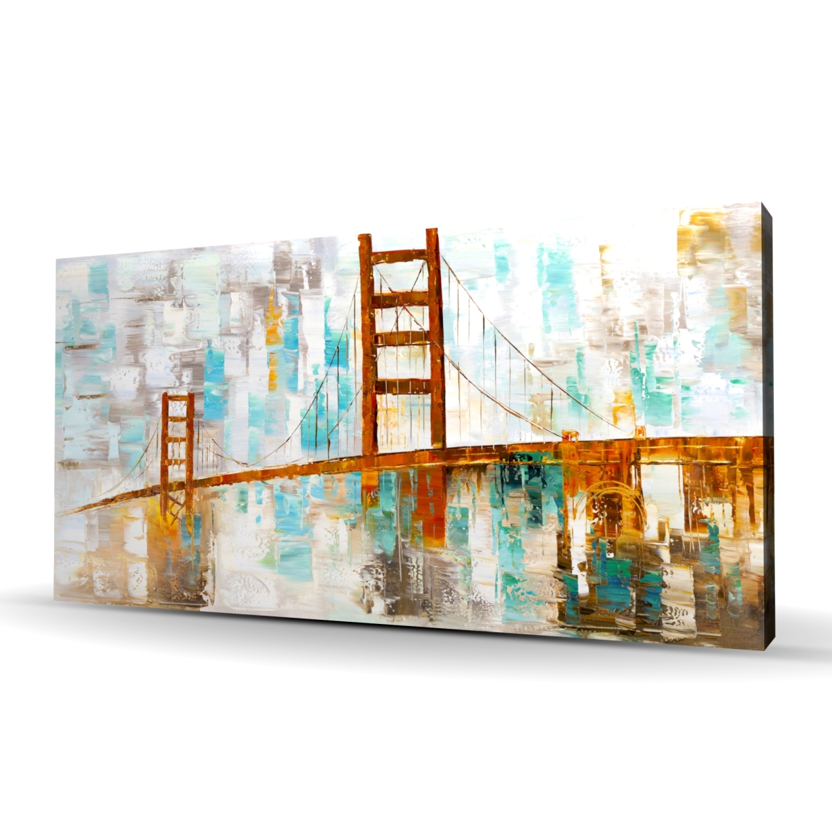 C1RC24486F76I4 24 x 48 in. Golden Gate with Turquoise Paint Spots - Modern Canvas Art