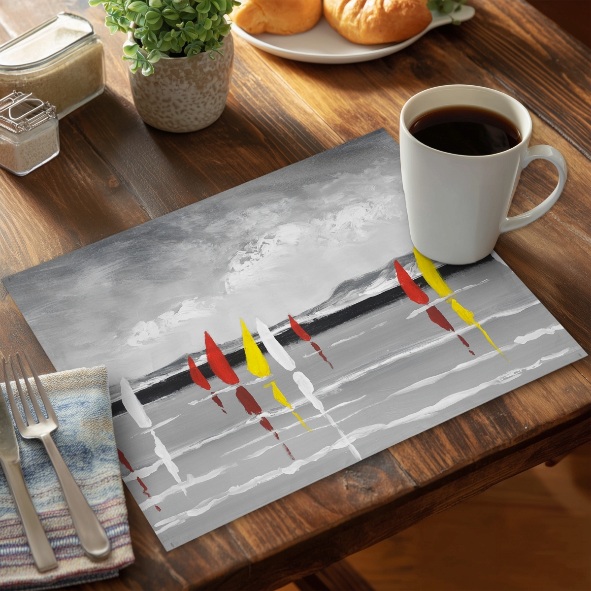 Picture of Begin Home Decor C4PP1418UW0ALV 14 x 18 in. Sailing on the Lake Polyester Placemat - Home Decor Accent - Set of 4