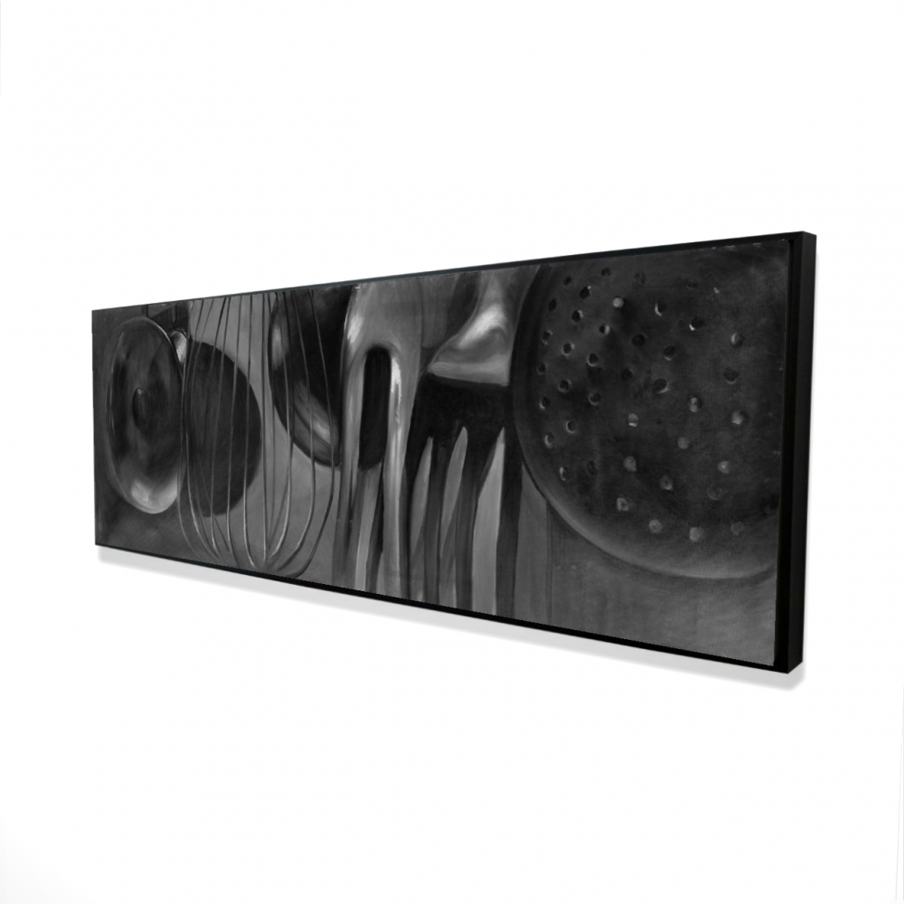 2081-1648-SL14 16 x 48 in. Kitchen Tools Gray Framed Canvas - Monochrome Home Decor