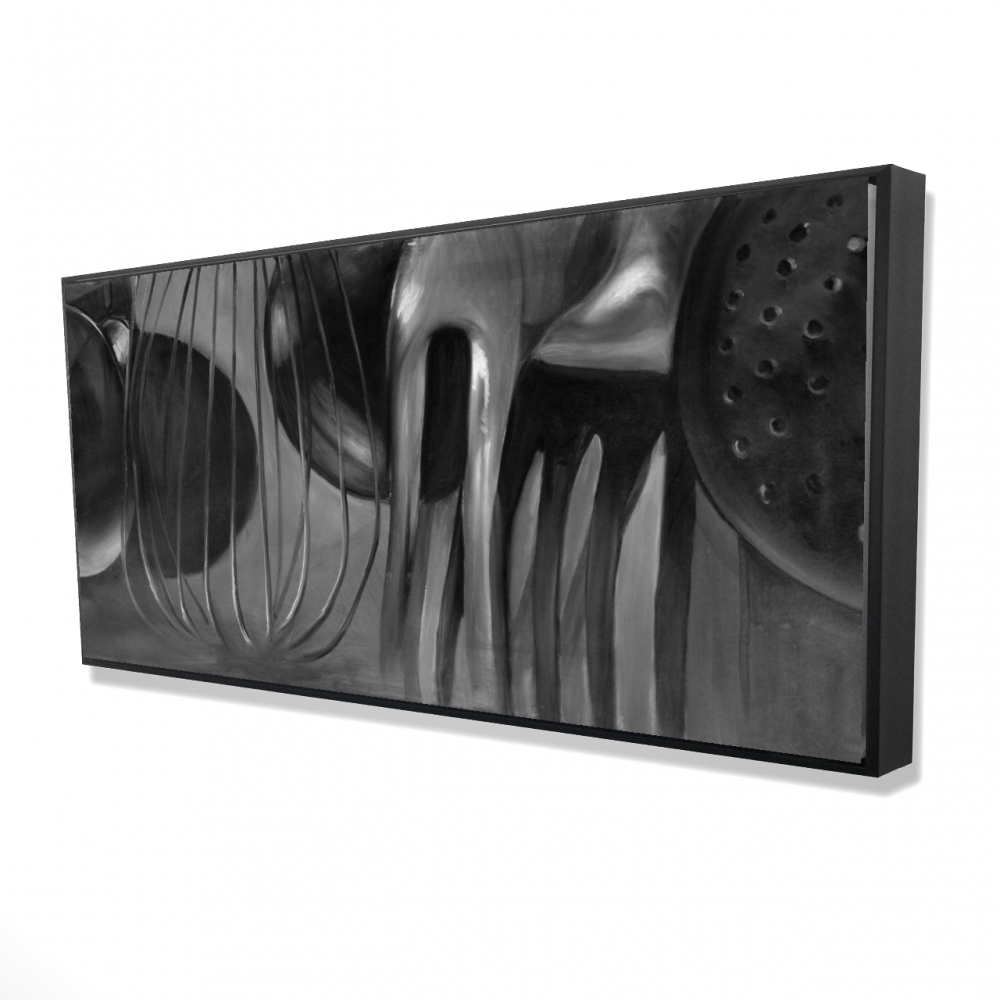 2081-2448-SL14 24 x 48 in. Kitchen Tools Black & White Framed Canvas - Home Decor
