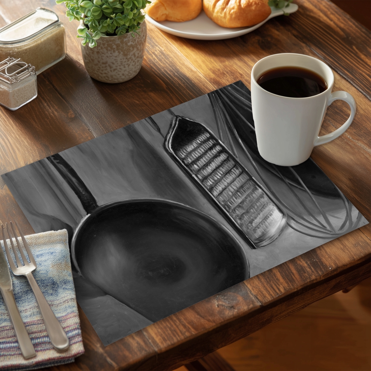Picture of Begin Home Decor C4PP1418OIQOFX 14 x 18 in. Kitchen Tools for Chef - Polyester Placemat for Home Decor - Set of 4