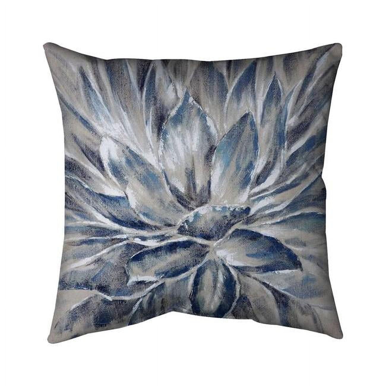 18 x 18 in. Blue & Grey Flower-Double Sided Print Indoor Pillow