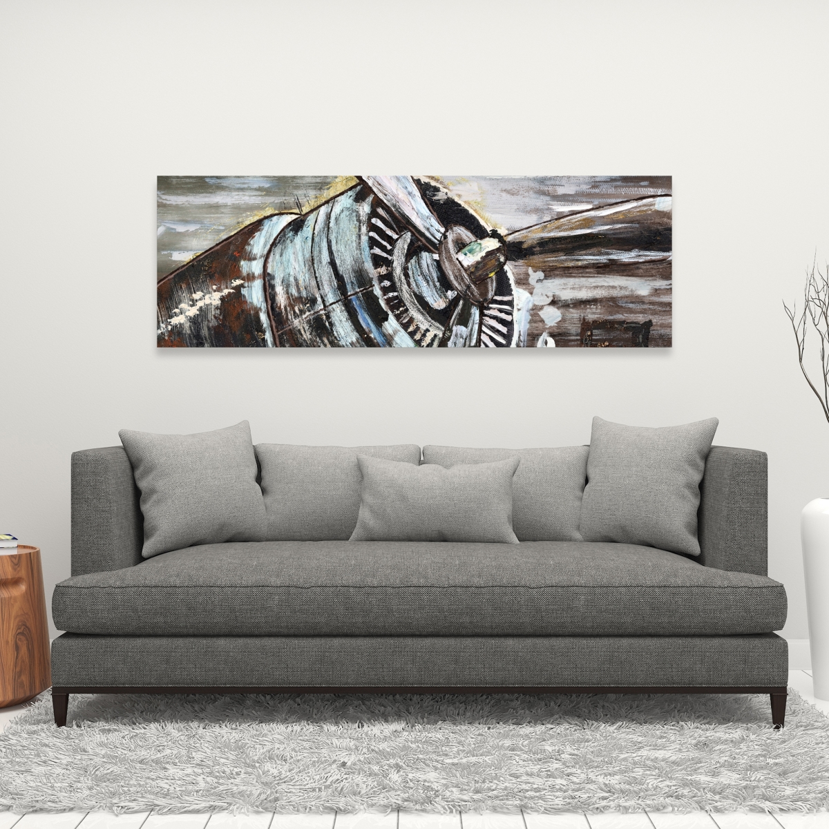 C1RC16486C4HT8 16 x 48 in. Airplane Propeller - Black Aviation Canvas Home Decor Art