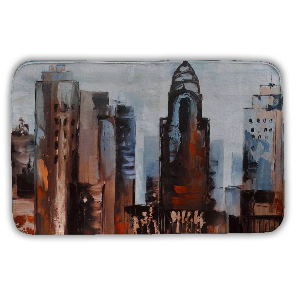 5930-2134-CI295 21 x 34 in. Sullen Day in the City - Orange Living Room Bath Mat - Home Decor