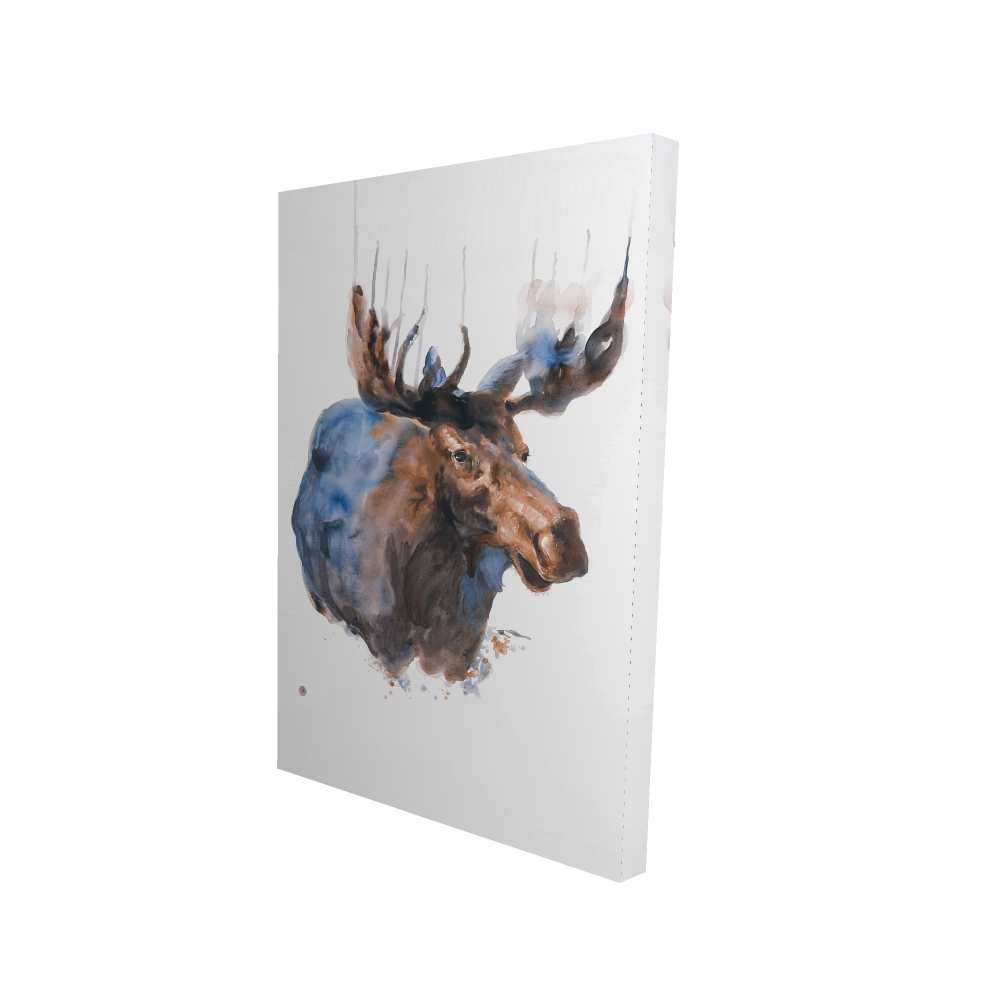 2080-3624-AN254-1 24 x 36 in. Abstract Blue Moose - Rustic Canvas Wall Art for Home Decor