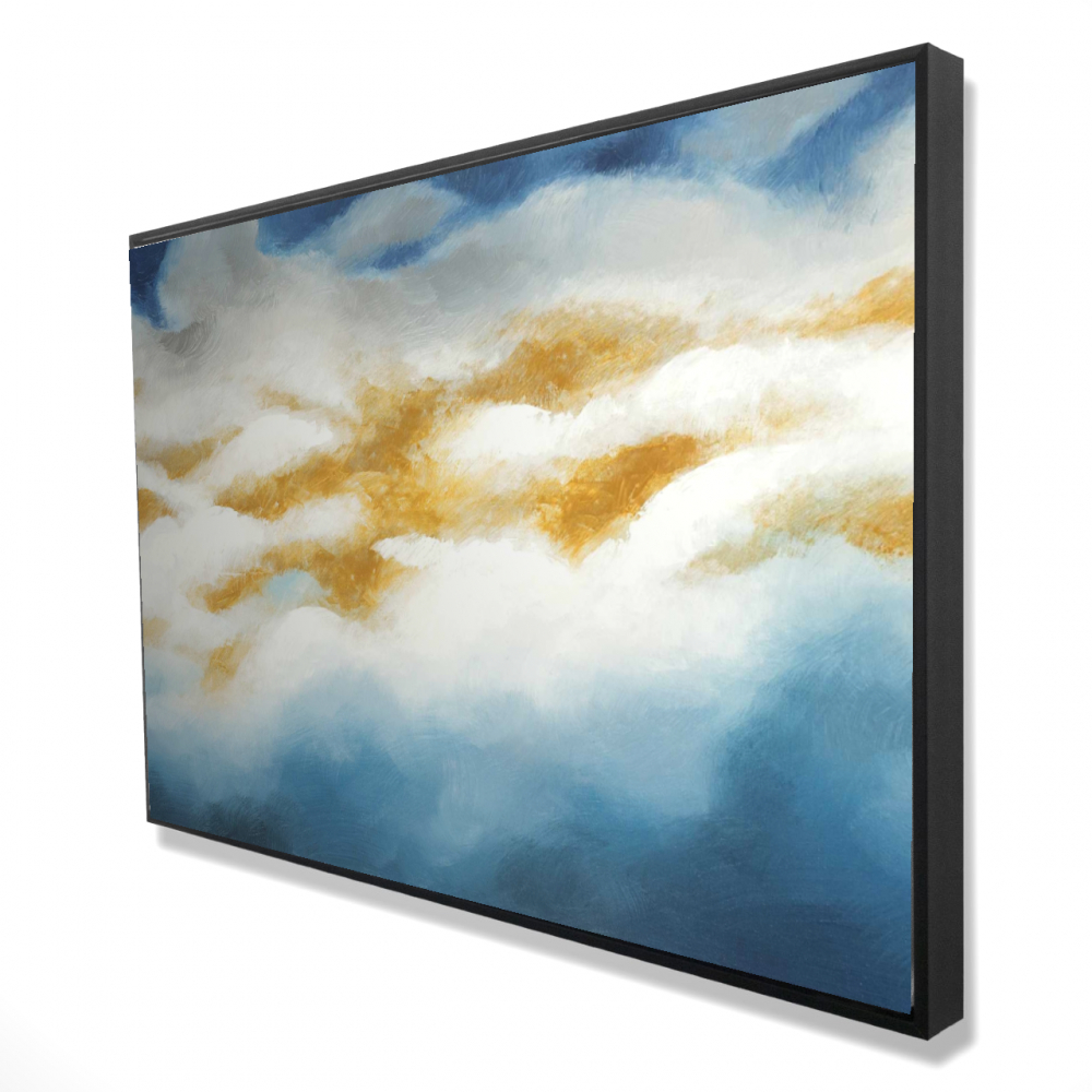 2081-2436-AB38 24 x 36 in. Abstract Clouds - Contemporary Blue Framed Canvas Home Decor