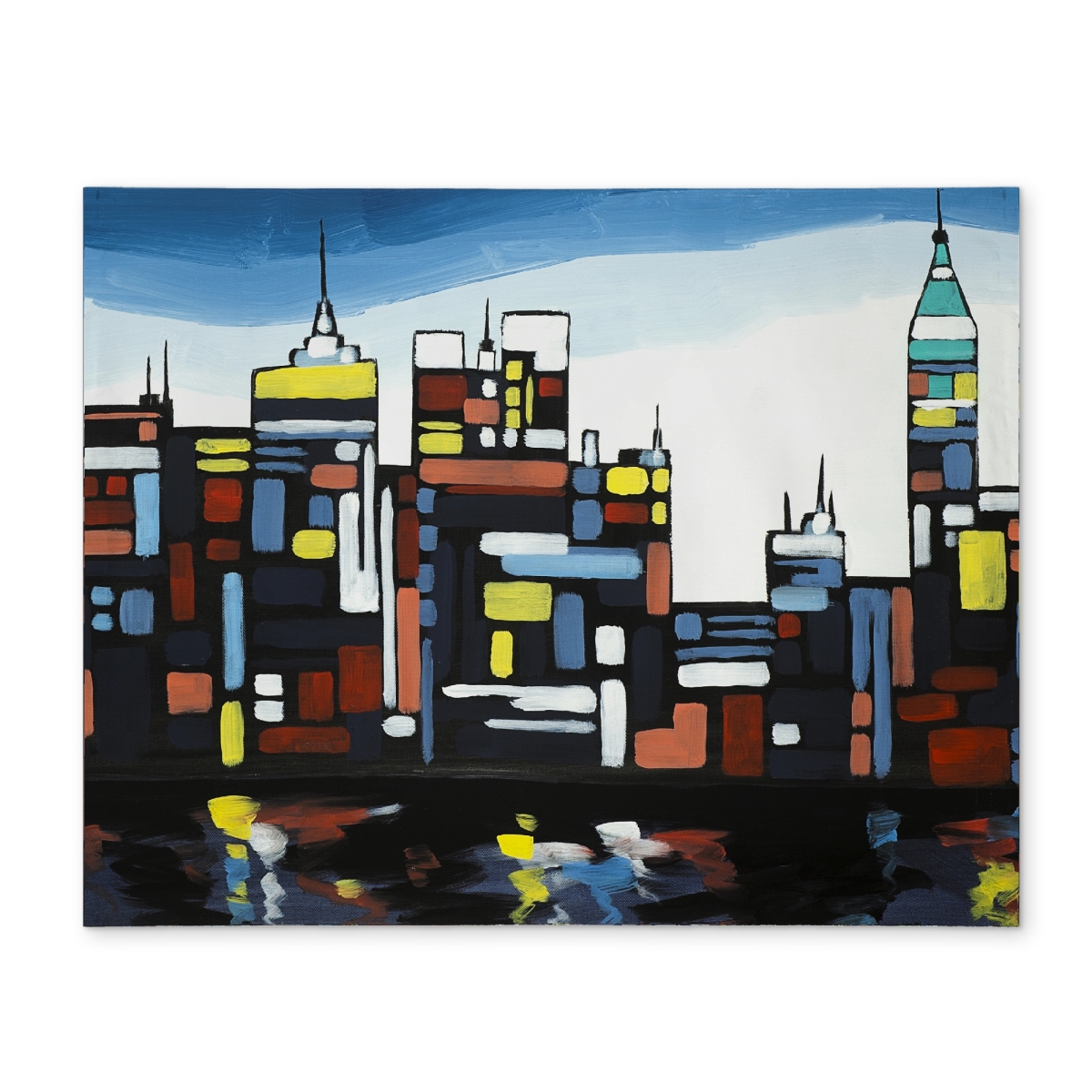 Picture of Begin Home Decor CPPM1418RHU65E 14 x 18 in. Colorful Skyline Polyester Placemat - Cities Blue Home Decor