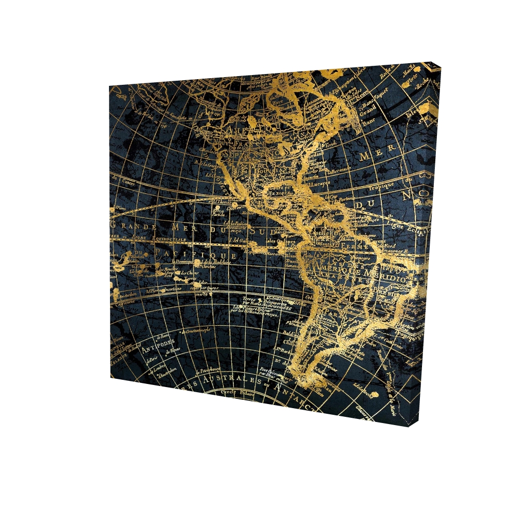 2080-2424-CI120 24 x 24 in. Blue Marine World Map Globe Canvas - Home Decor Wall Art