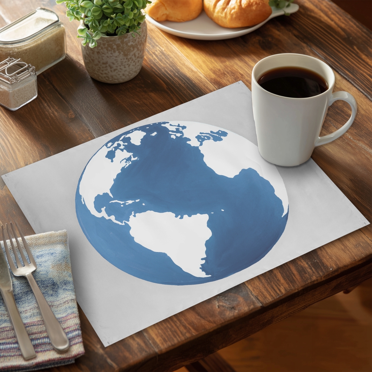 Picture of Begin Home Decor C4PP1418O6CIVP 14 x 18 in. The Earth Polyester Placemat - Stylish Home Decor Accessory - Set of 4