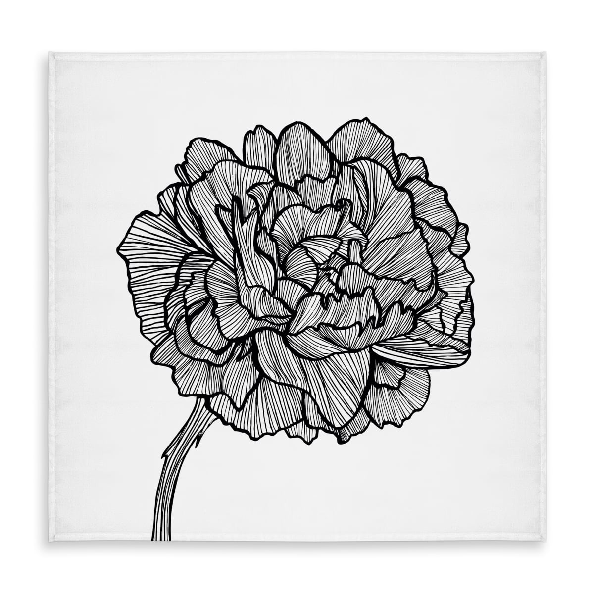 Picture of Begin Home Decor C1TC5858GLTYQU 58 x 58 in. Peony Line White Floral Tablecloth - Indoor & Outdoor Decor