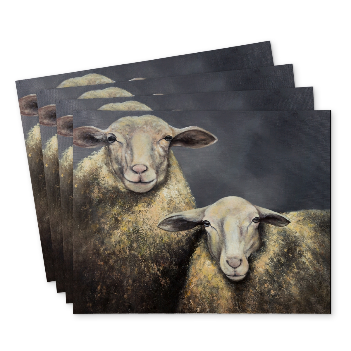 Picture of Begin Home Decor C4PP1418KF1E11 14 x 18 in. Two Sheeps Polyester Placemat - Stylish Home Decor Accessory - Set of 4