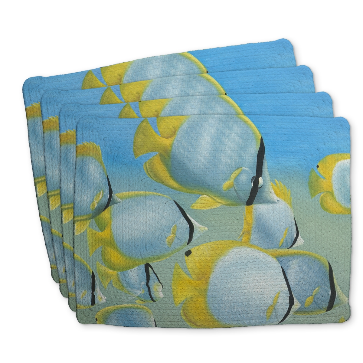 Picture of Begin Home Decor C4BP141819GUNI 14 x 18 in. Butterfly Fishes Braided Polyester Placemat - Home Decor - Set of 4