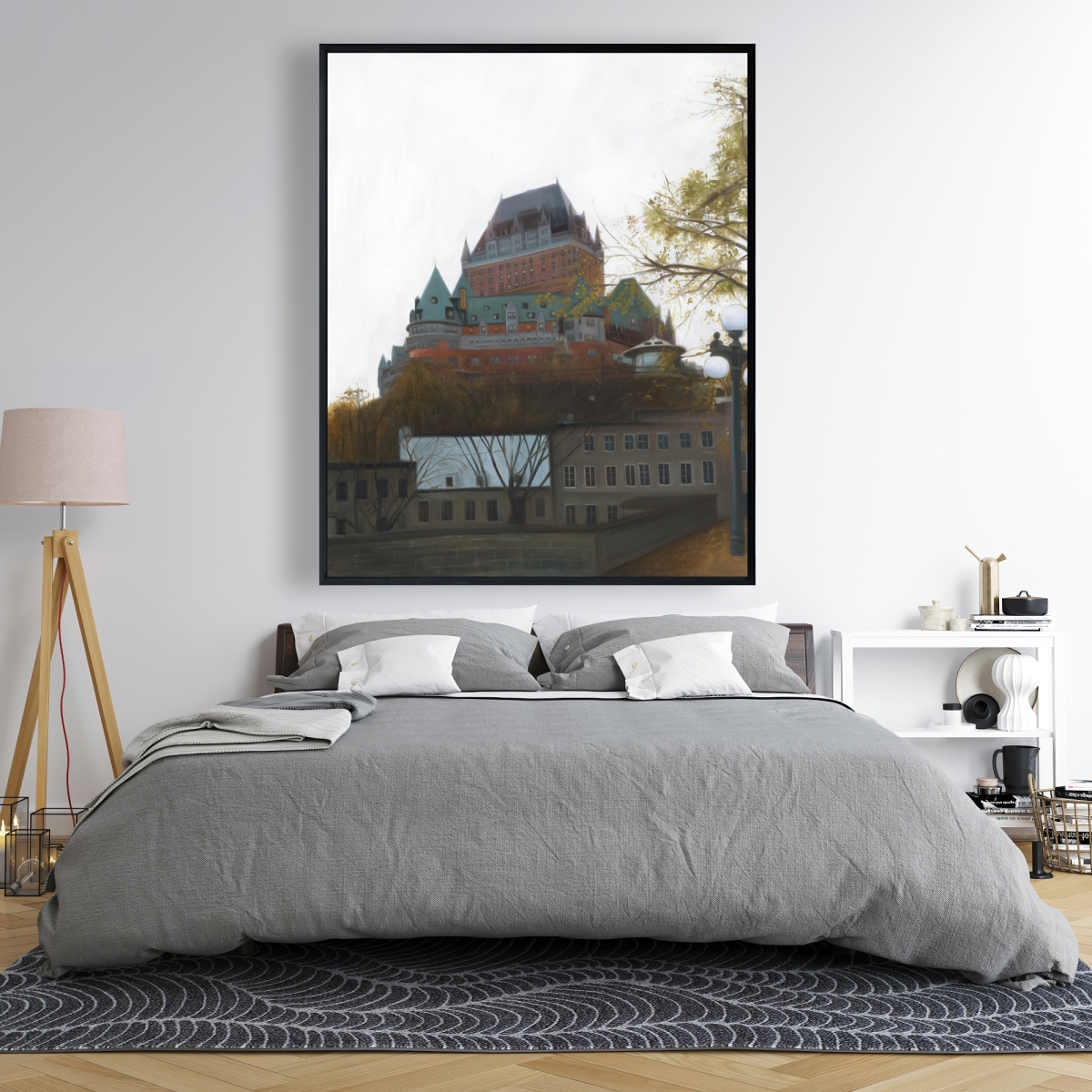 C1FC4860E8HC5N 48 x 60 in. Le Chateau De Frontenac in Autumn - Office Trees Canvas Art