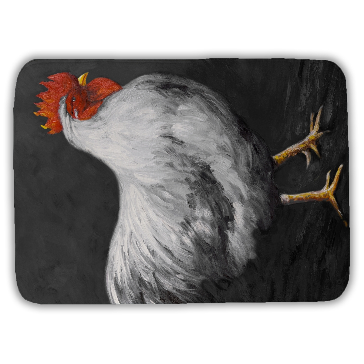 C1BM1724J7ACX7 17 x 24 in. Gray Rooster 2 - Feathers Kitchen Bath Mat for Home Decor
