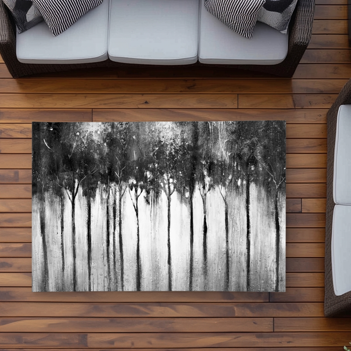 C1ROAR35J3SDA5 3 x 5 ft. Abstract Forest Black & White Rug - Gray Monochrome Decor - Rectangle