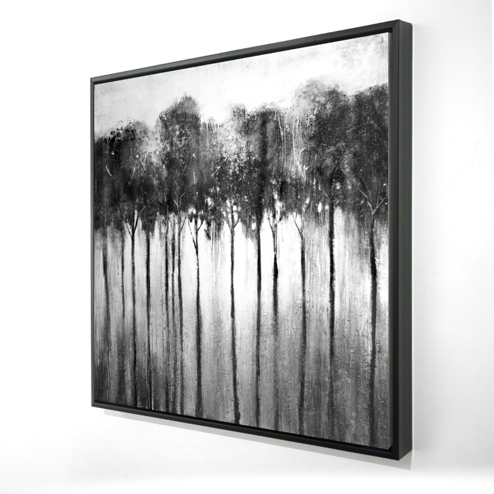 2081-2424-LA11-1 24 x 24 in. Abstract Forest Black & White - Monochrome Canvas Decor