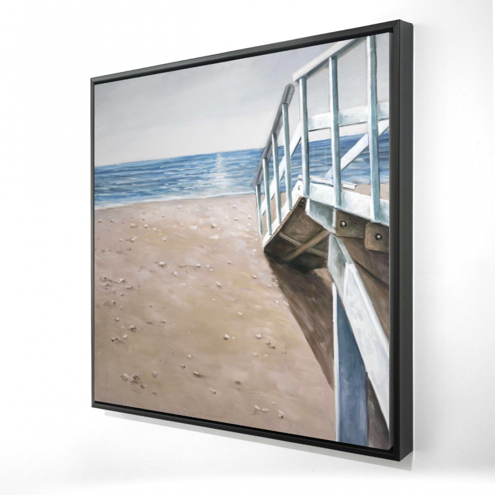 2081-3636-CO44-1 36 x 36 in. Soft Seaside Landscape - Waves Coastal Framed Canvas Decor