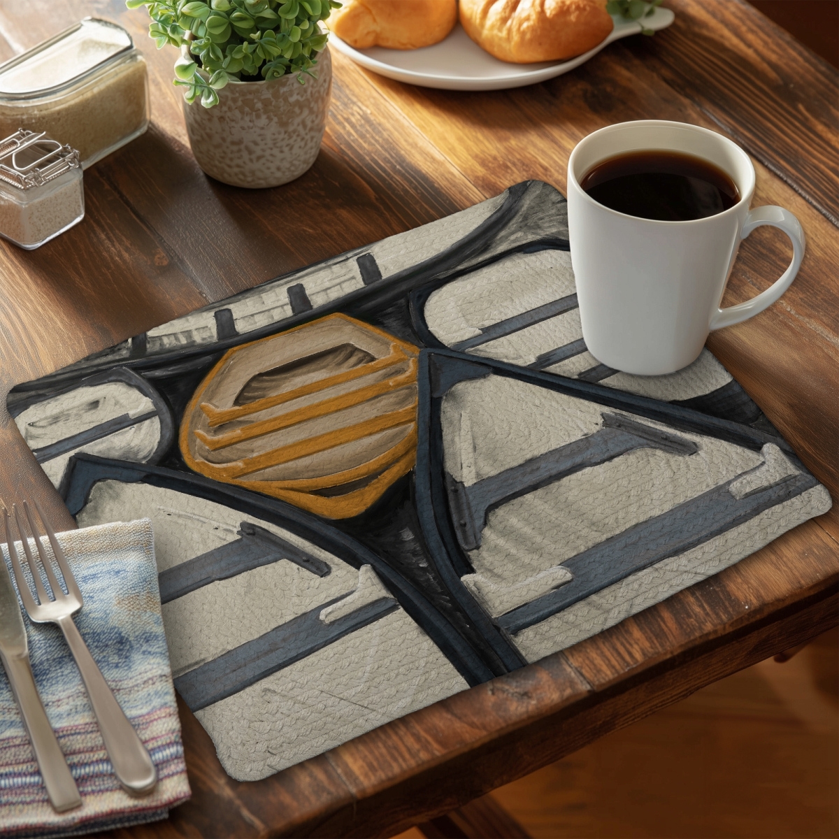 Picture of Begin Home Decor CBPM1418KSF2CC 14 x 18 in. Bathroom Boat Coastal Braided Polyester Placemat - Canoes Decor