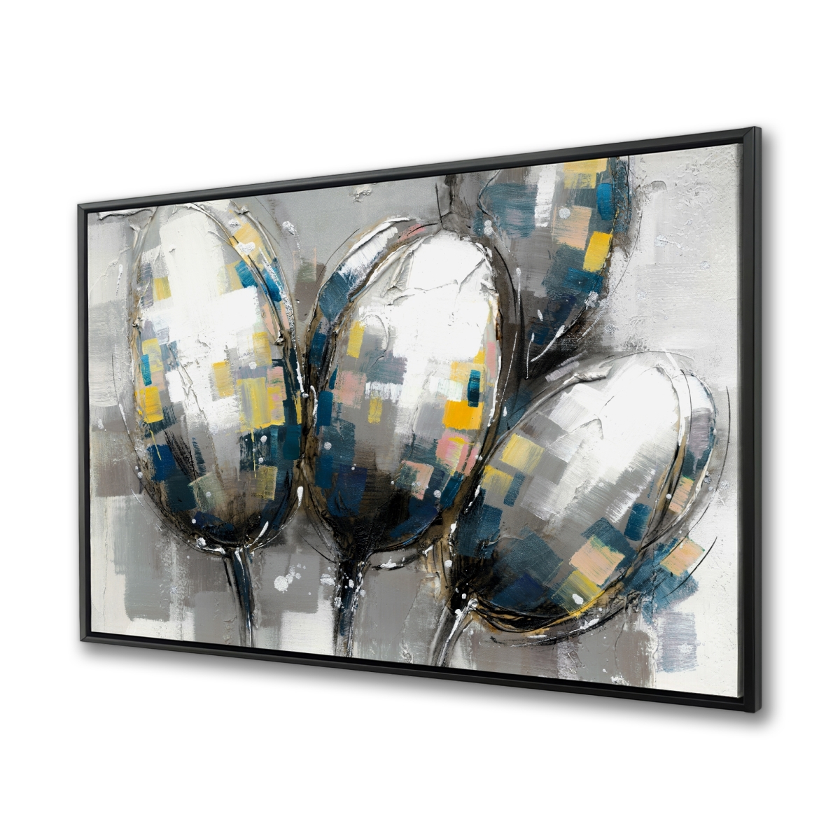 C1FC3648Y4R9J7 36 x 48 in. Tulips Livingroom Blue Framed Canvas - Elegant Home Decor