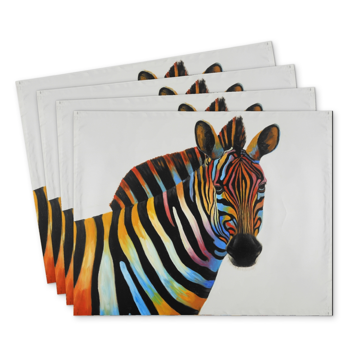 Picture of Begin Home Decor C4PP1418LBLIM7 14 x 18 in. Colorful Profile View of a Zebra - Polyester Placemat for Home Decor - Set of 4