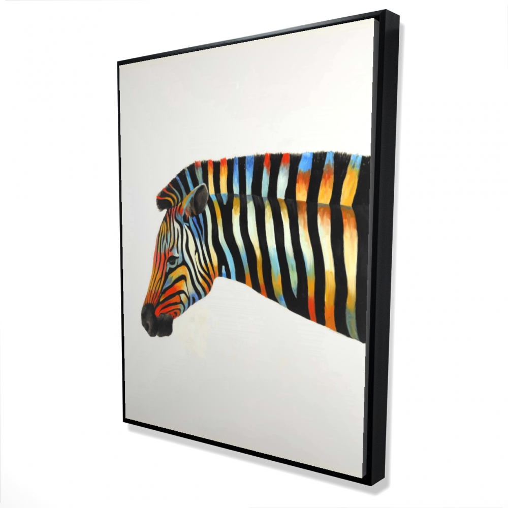 2081-4836-AN262 36 x 48 in. Colorful Zebra - Illustrative Wildlife Framed Canvas Decor