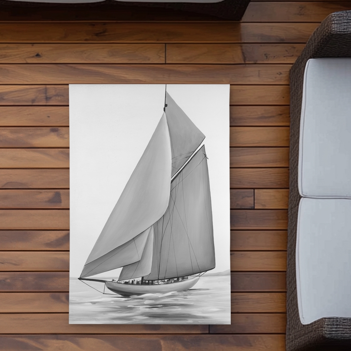 C1ROAR23VPP88R 2 x 3 ft. Vintage Sailing Ship - Office Gray Outdoor Area Rug for Decor - Rectangle